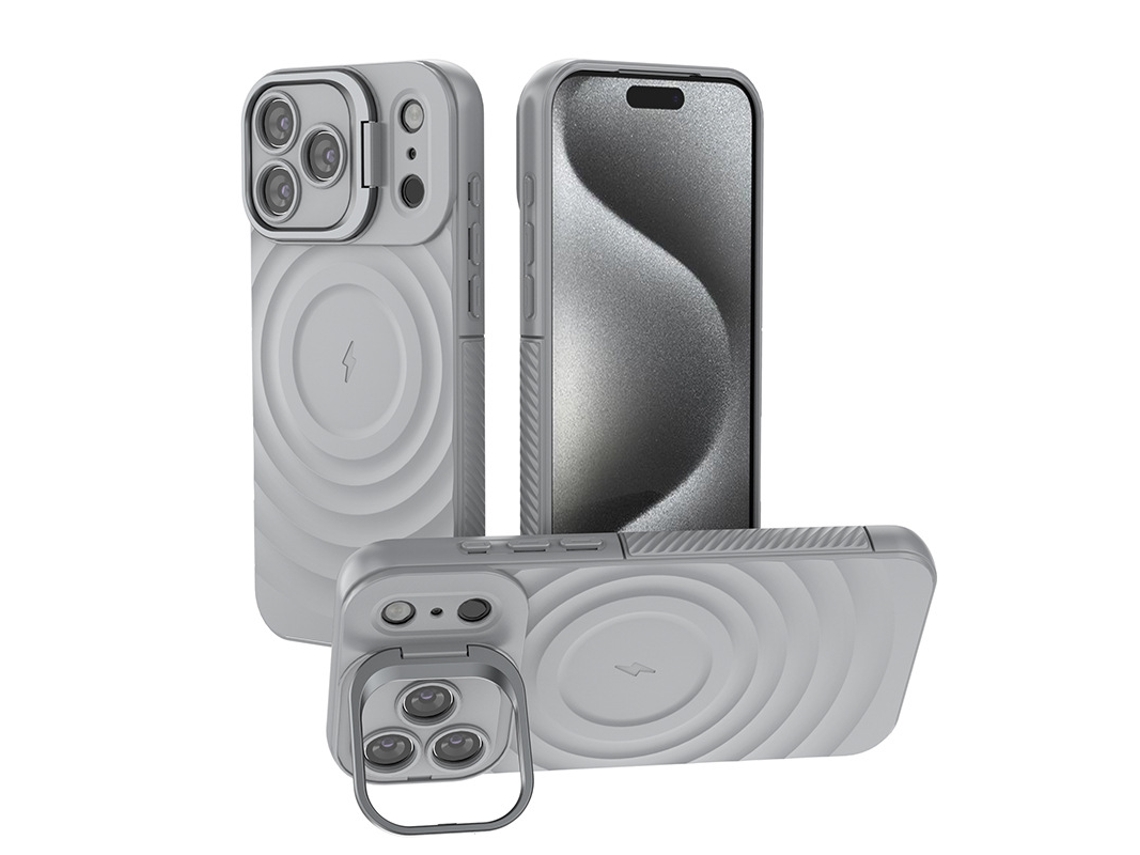 Capa Ing Para Iphone 17 Air Com Suporte, Capa Texturizada Ondulada À Prova De Choque, Cinza