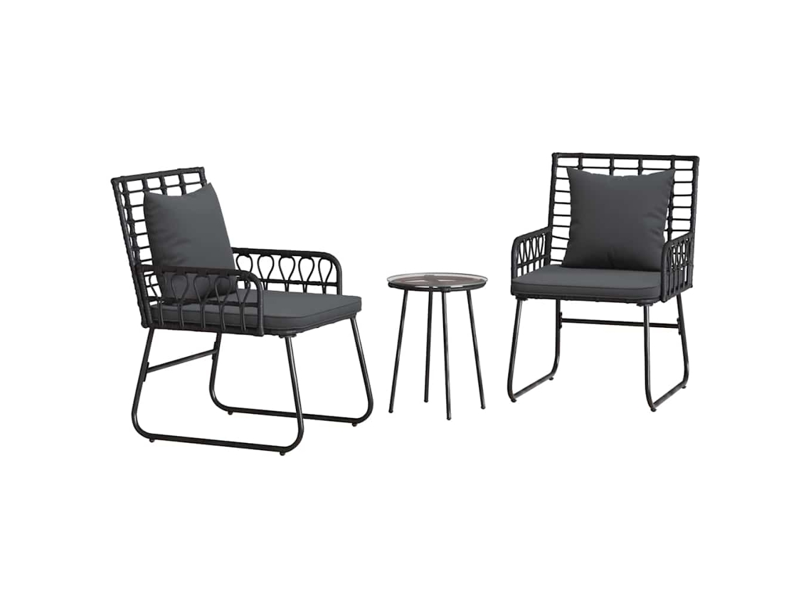 Conjunto de 3 Jantar para Jardim Vime Pe Preto e Antracite MAISON EXCLUSIVE