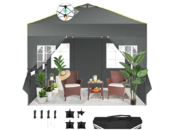 Gazebo, Design Impermeável, Ventilação Em Malha, Cinza
