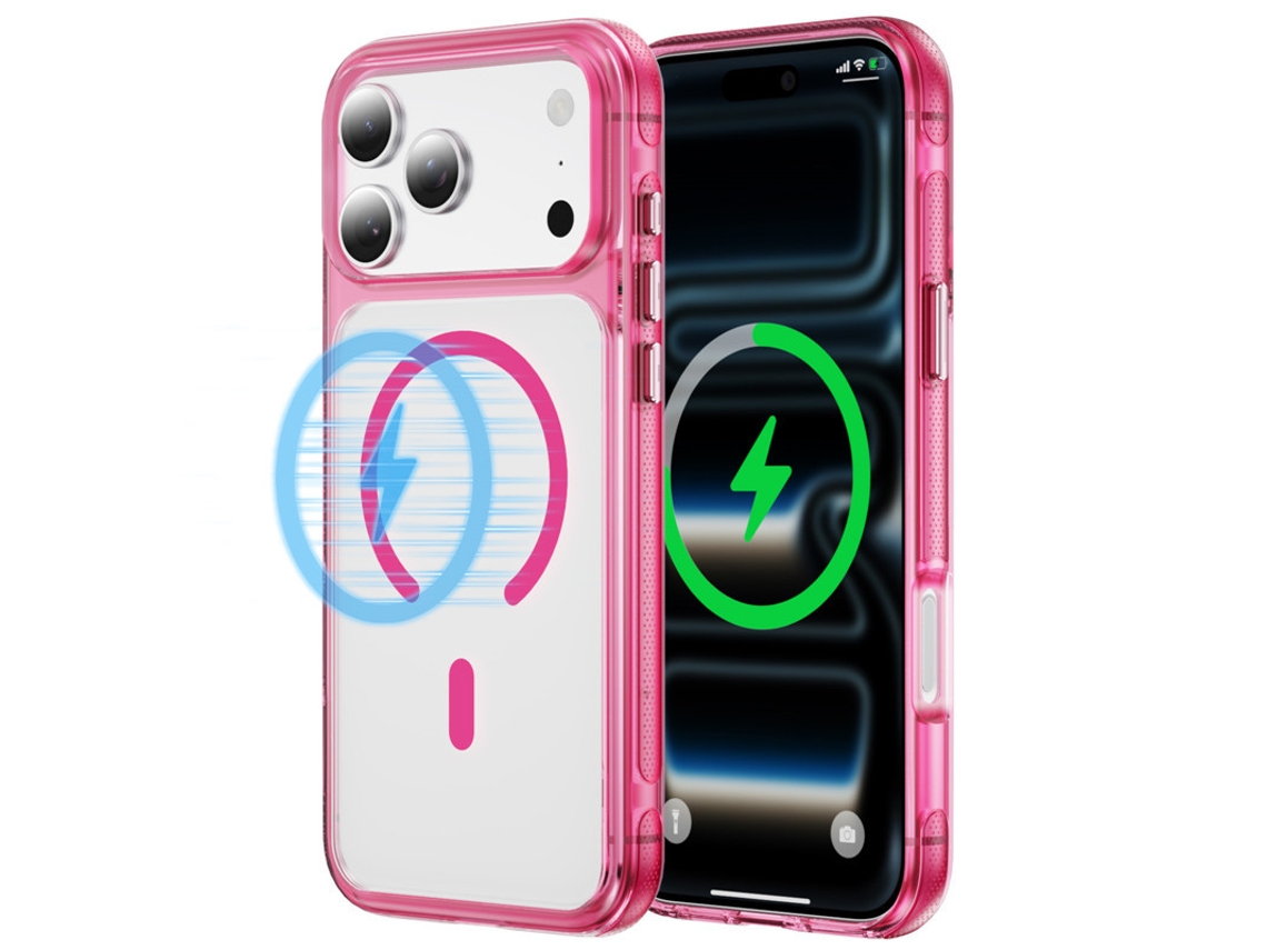 Capa Hexinyigjly Para Iphone 17 Pro Max, Design Ultrafino, Compatível Com Magsafe, Semitransparente Rosa Choque