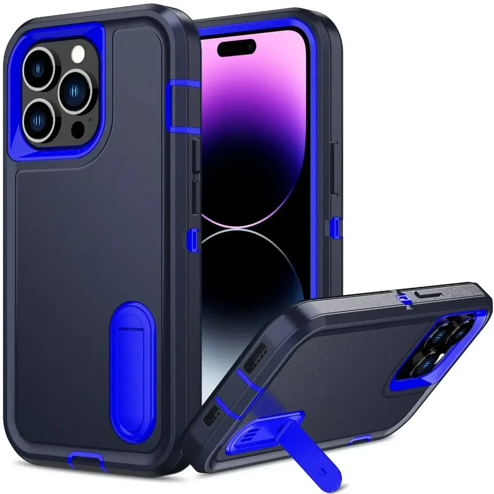(azul, Iphone 16 Plus) Capa Protetora 3 Em 1 Com Suporte Integrado, Capa Protetora De Tpu Resistente A Impactos De Nível Militar