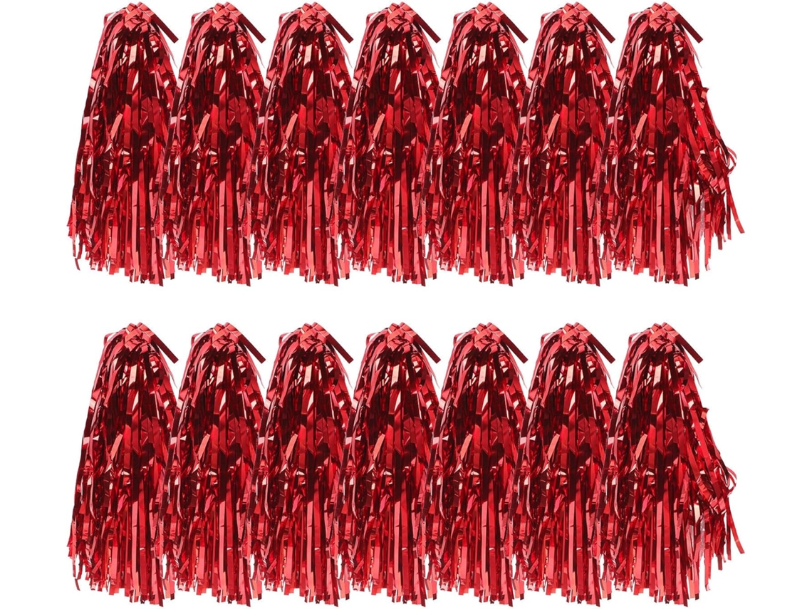 Pompons Metálicos De Líder De Torcida Com Cabo, Em Pe Dourado.