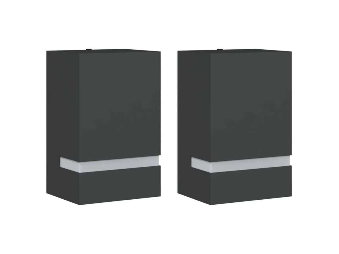 Conjunto 2 Candeeiros de parede p/ exterior VIDAXL aço inoxidável preto