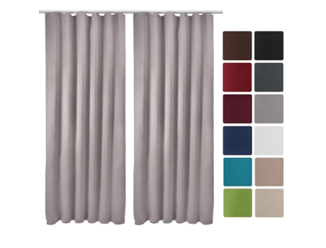 Amelie Bk Cortina com Fita de Folhos 140X245Cm Cinzento 2Pcs BEAUTISSU