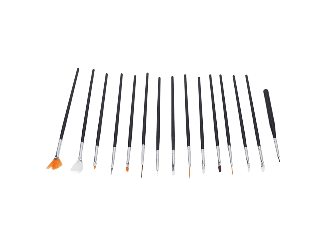 Kit De 15 Pincéis Para Arte De Unhas Com Formas Diferentes Cabelo De Nylon Para Desenhos Finos