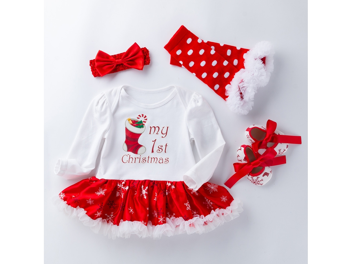 Conjunto de Saia Macacão de Bebê de Roupas de Natal 59Cm