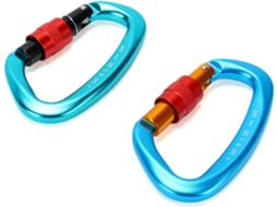 Conjunto de 2 mosquetões D de alta resistência 25kN com trava espiral E.