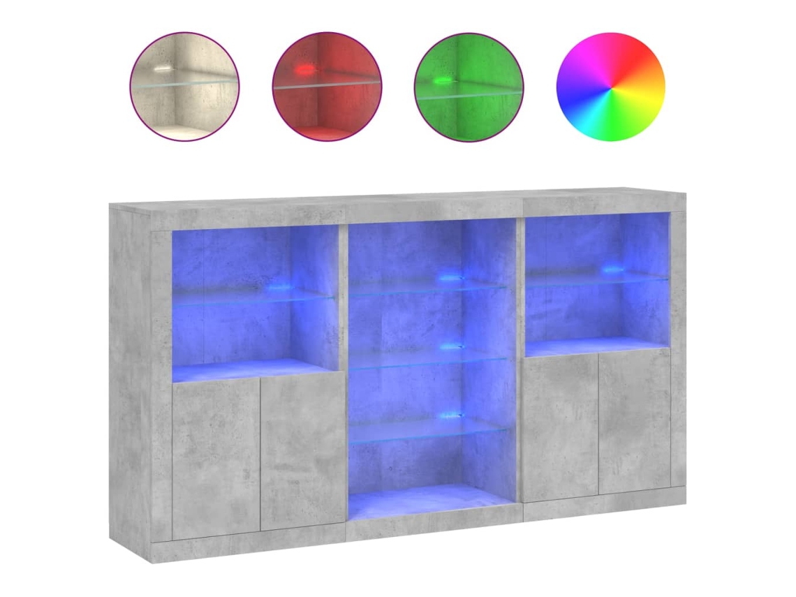 Aparador com luzes LED MAISON EXCLUSIVE Cinzento Cimento (181,5x37x100 cm)