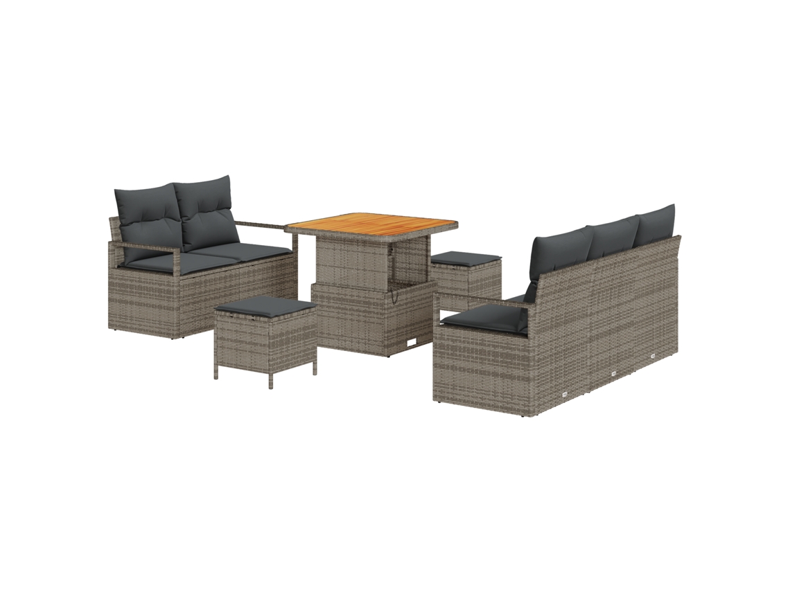 Conjunto 8 Conjunto De Sofá De Jardim Vidaxl Cinzento Vime Pe (80 X 80 X 71 Cm)