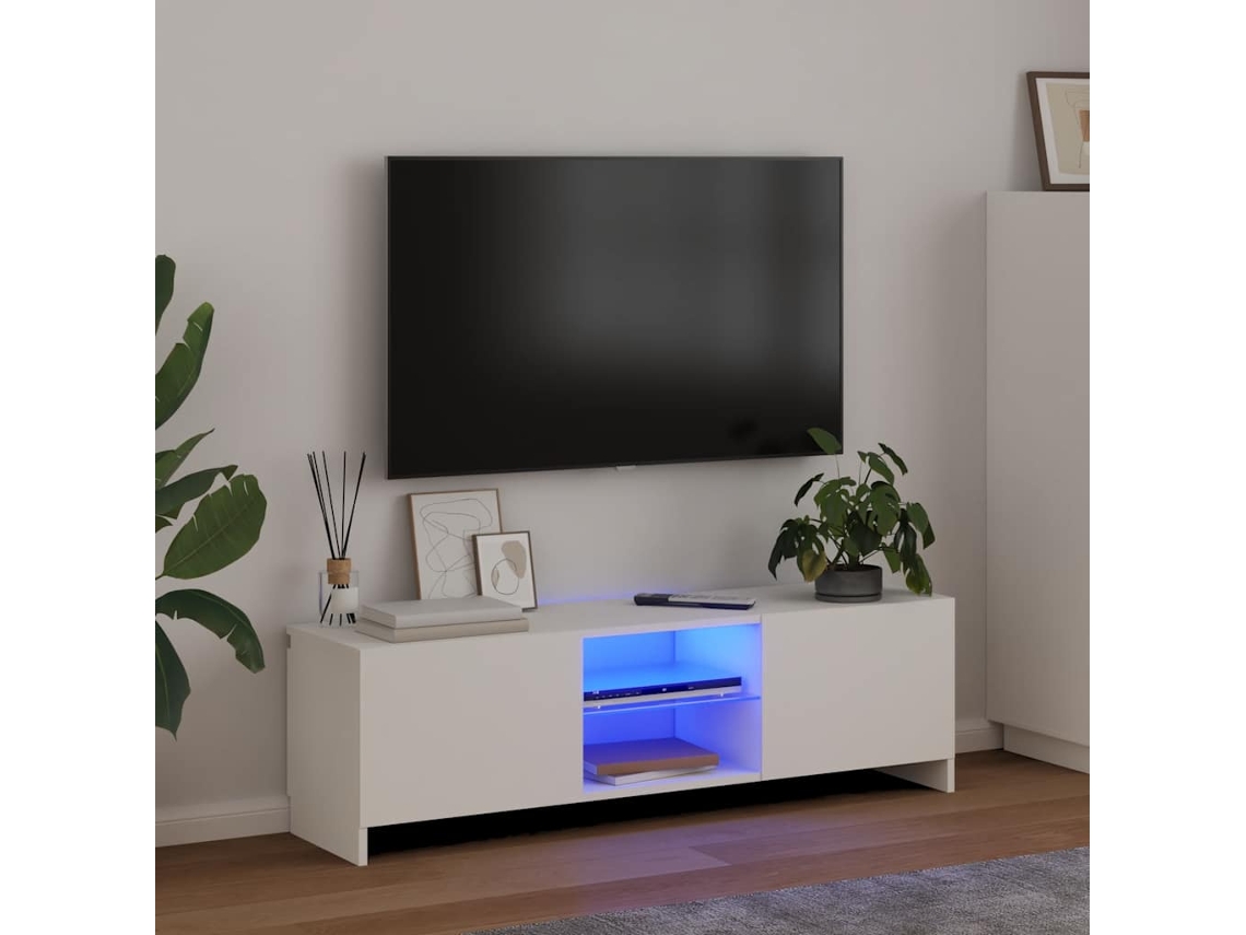 Vidaxl Móvel de Tv com Luzes Led 120x30x36 Cm Branco