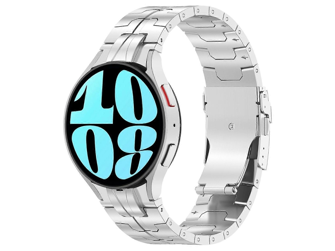 Pulseira De Aço Inoxidável Com Botões Para Samsung Galaxy Watch 6 / 6 Classic