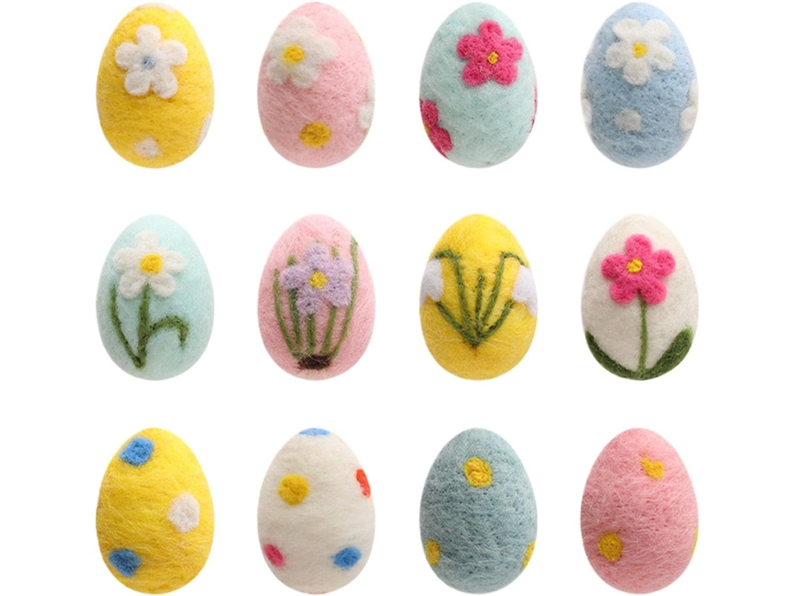Conjunto De 12 Ovos De Páscoa De Feltro Ovos Rochosos Decoração De Primavera Árvore Festiva Gokoco