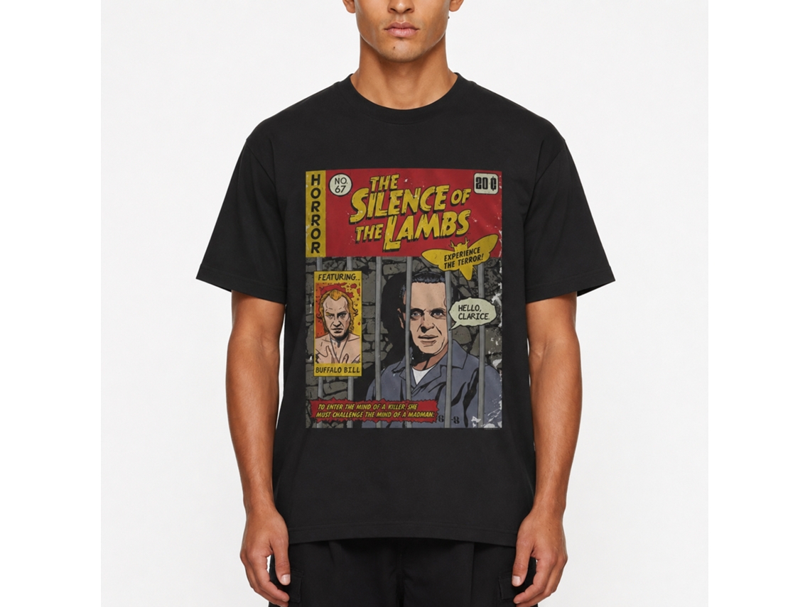 Rockinstone Silence Of The Lambs Movie Silence Comic Cover Black Adult T-shirt Size:m