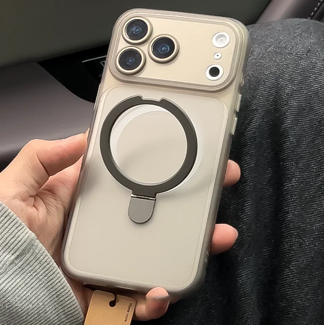 Capa Fosca Magnética Para Carregamento Sem Fio (iphone 12 Pro Max Cinza) Com Suporte E Capa Transparente.