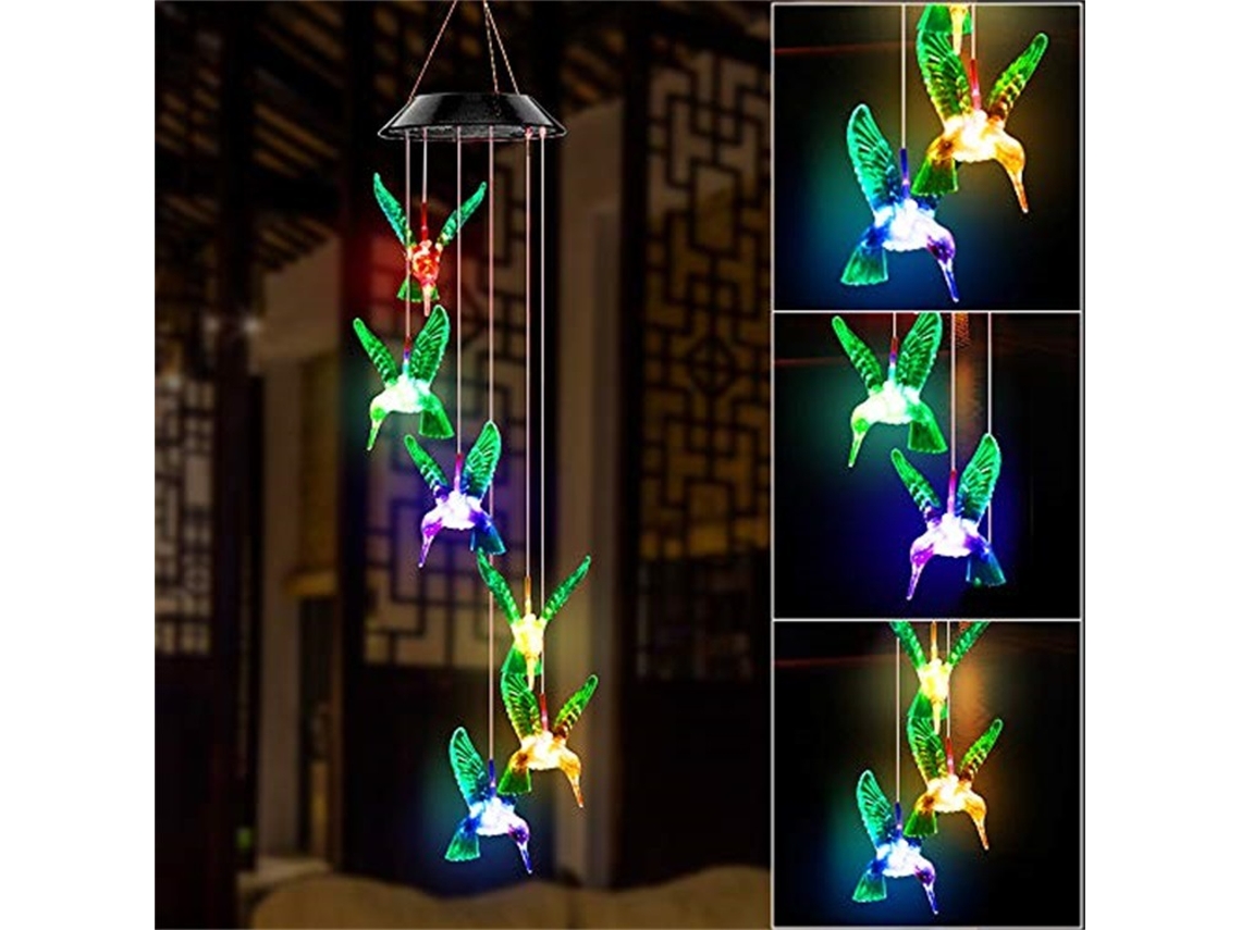 Carrilhão De Vento Solar Hummingbird Led Com Mudança De Cor, À Prova Dágua, Luz Móvel, Decoração Para Festa De Família E Jardim SUNNY SPACES