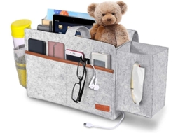 Bolsa De Feltro Para Cama Com Bolsa De Armazenamento Suspensa, Gaveta Para Papel Toalha E Suporte Para Garrafa De Água Aquaforge