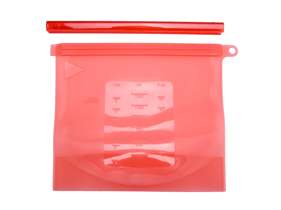 Recipiente De Armazenamento Alimentos Silicone Selável Reutilizável 1500ml Vermelho
