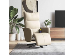 Vidaxl Cadeira Massagens Reclinável C/apoio Pés Couro Artificial Creme