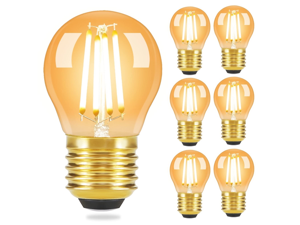 Nettlife Pack 6 Lâmpadas De Filamento Led E27: Lâmpada G45 Vintage, Lâmpada Edison Retro, Lâmpadas Brancas Quentes 2700k 4 W