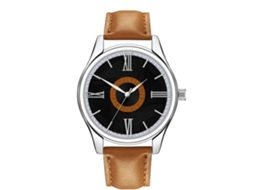 Reloj De Pulsera Cuarzo Para Hombres Con Correa De Pu De Aleación Dial Redondo Moda Negra Café Claro