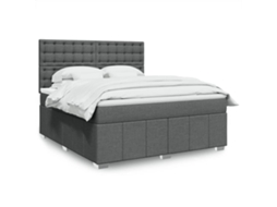 Vidaxl Cama Com Molas/colchão 180x200 Cm Tecido Cinzento-escuro