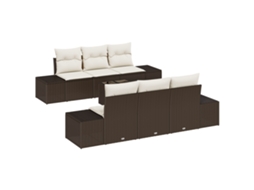 Conjunto 8 Conjunto De Móveis Para Exterior Vidaxl Castanho Vime Pe (239 X 62 X 69 Cm)