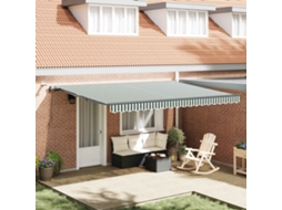 Vidaxl Toldo Retrátil Verde E Branco 450 × 350 Cm Poliéster
