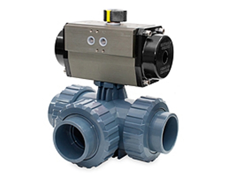 Valvula PVC Bola 3 Vias T Atuação Neumática S/E 90 A/Viton HIDROTEN