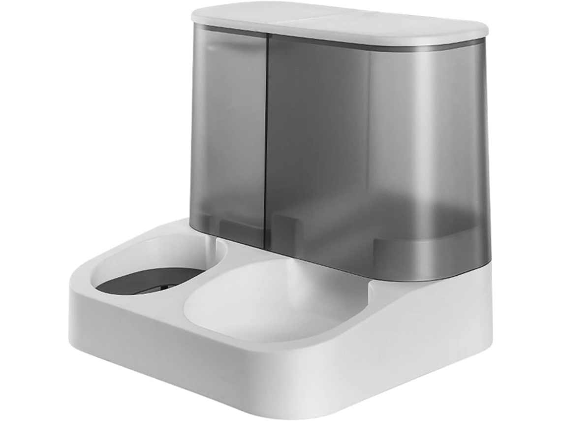 1 Unidade de Comedouro Automático para Animais de Estimação + Bebedouro para Tigela, Fonte de Água Anti vazamento, para Cães Cinza AQUAFORGE