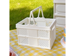 Cesta de Armazenamento Oca, Plástica, Plegável, Reutilizável, para Lar, Praia, Brinquedos, 250x110x220mm, Branco
