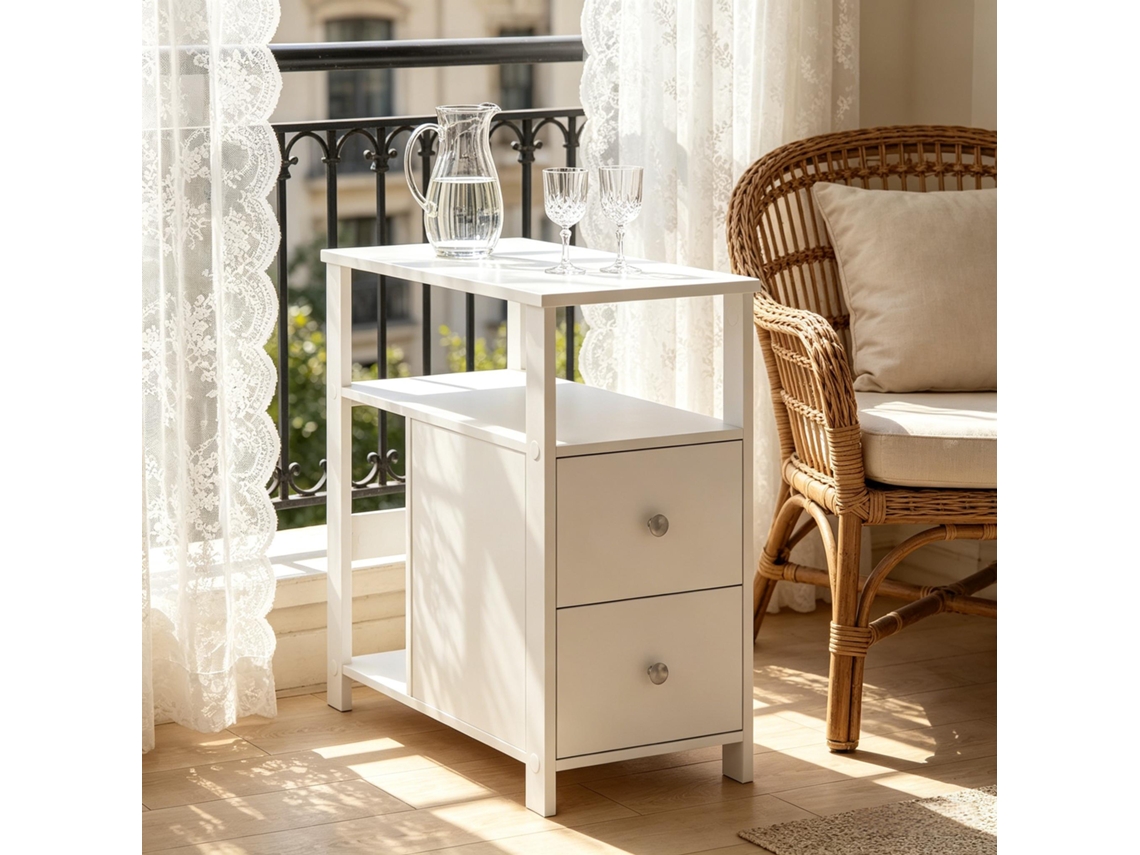 Mesa De Sofá Estreita, Mesa Lateral Com Tomada (1 Unidade)