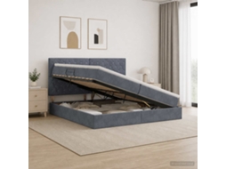 Vidaxl Cama Com Arrumação E Colchão Cinzento-escuro 200 X 200 Cm