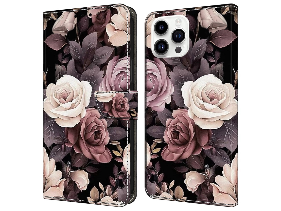 Capa Em Couro Pu, Com Suporte Para Apple Iphone 16pro - Rosa