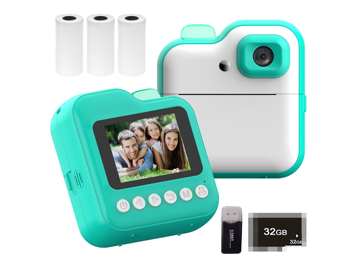 Câmera Infantil com Impressora Térmica 48mp Tela 2.4" Luz RGB e 3 Rolos de Papel Branco S/MARCA