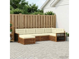 Vidaxl Conjunto De Sofás Para Exterior 6 Pcs Natural E Creme
