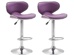 Conjunto De 2 Bancos De Bar Em Couro Sintético Las Vegas V2, Violet-chrome