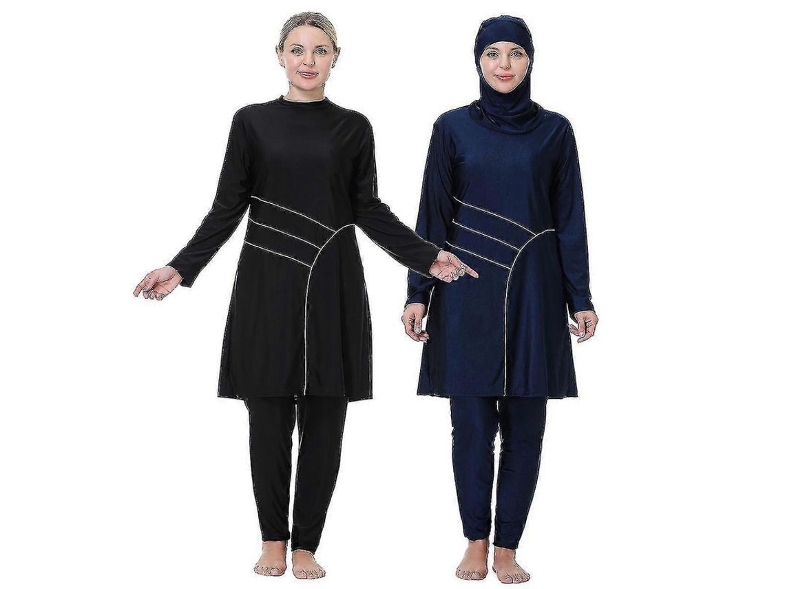 _traje de Banho Islâmico 3 Peças 3xl 8xl com Mangas Longas e Hijab Burkinis para Mulheres