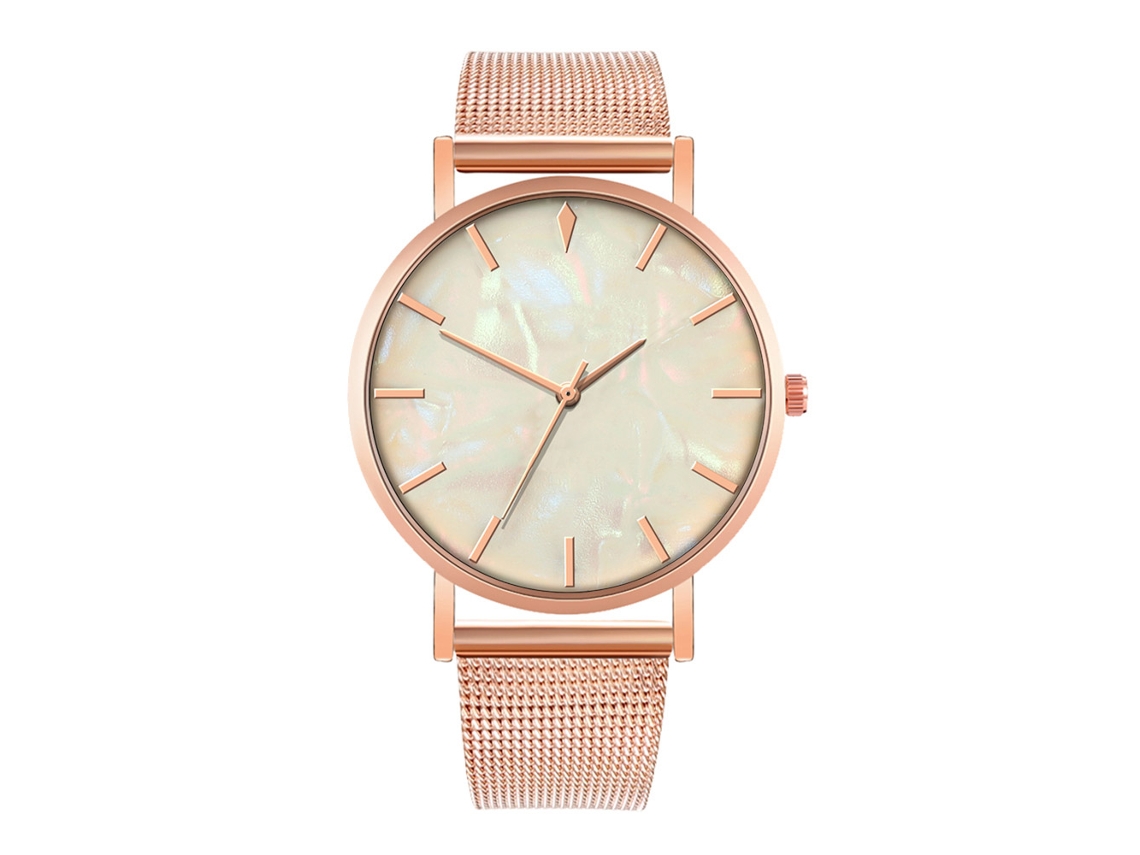 Reloj De Cuarzo De Pareja Con Correa De Malla Fashion Para Muñeca (blanco Oro Rosa)