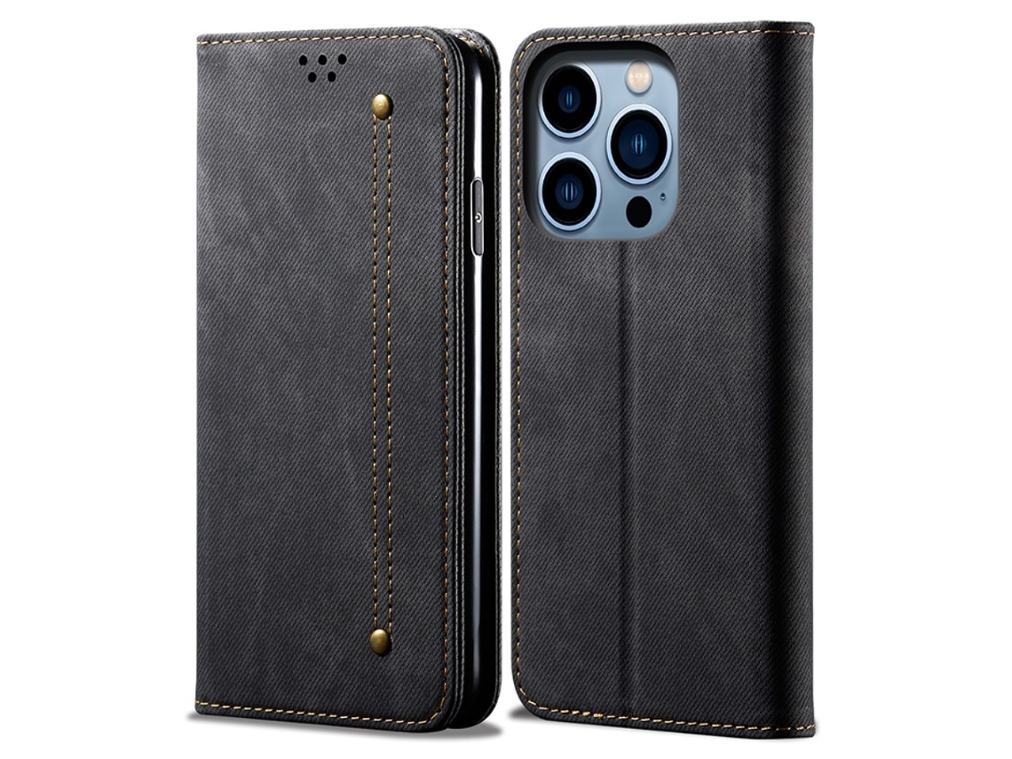 Capa Em Couro Pu Anti-queda Para Apple Iphone 16 Pro Max - Preto