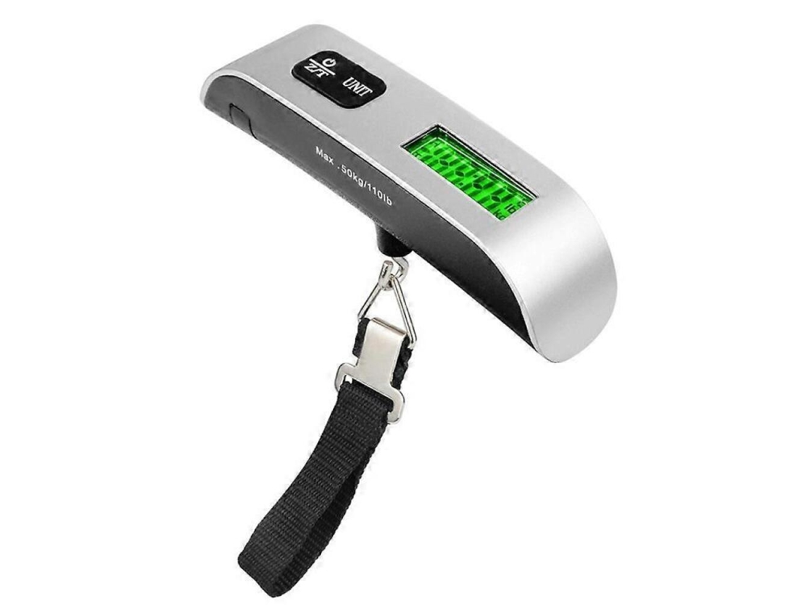 Balança digital portátil para bagagem, permite verificar o peso antes do embarque, seja no aeroporto ou em casa.