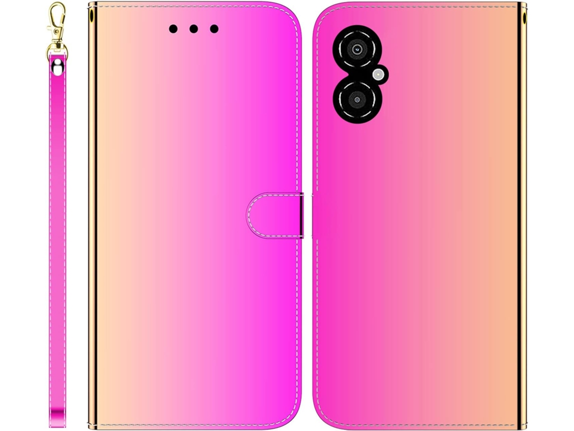Capa Fólio Espelho Imitação para Xiaomi Xiaomi Poco M4 5G HONGWE. Pele Sintética Premium Vermelho