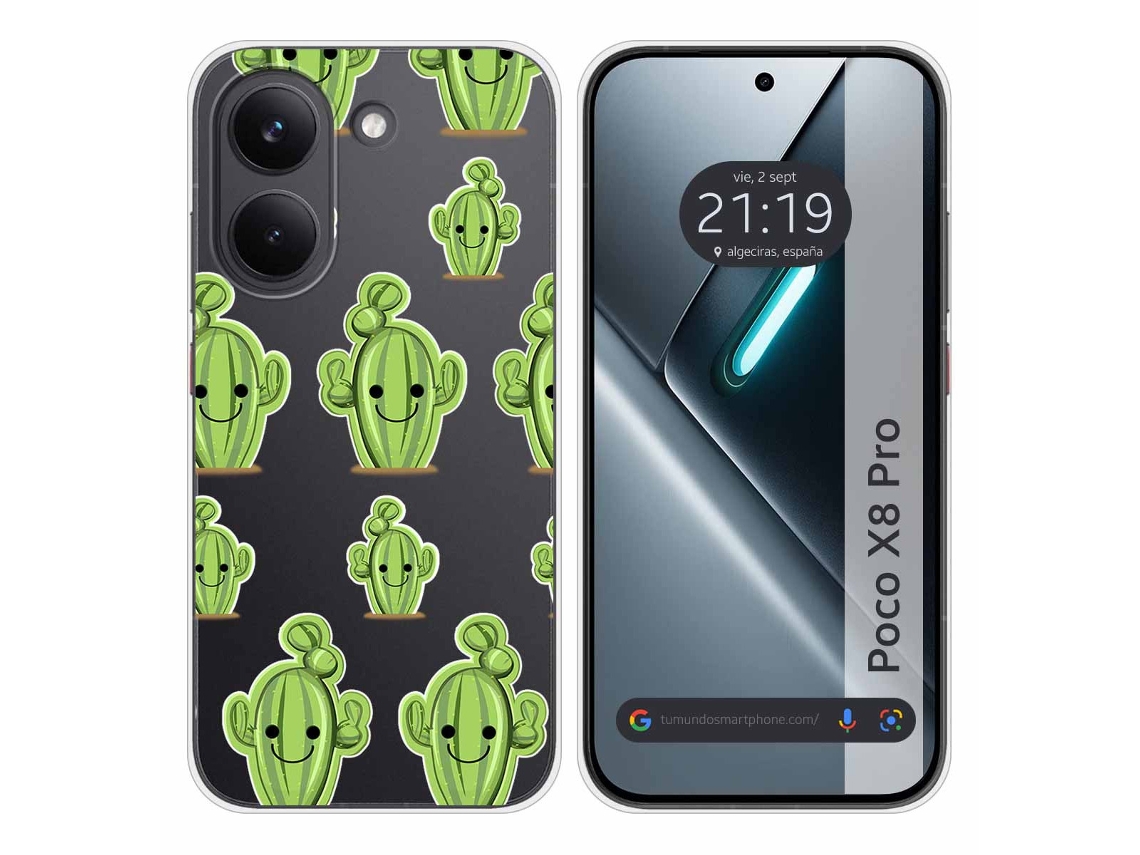 Capa Tumundosmartphone De Silicone Transparente Para Xiaomi Poco X8 Pro 5g Com Estampa De Cacto