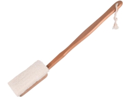 Escova De Banho Wooneky Com Bucha Vegetal E Cabo Longo Removível Para Esfoliação Massagem Corporal