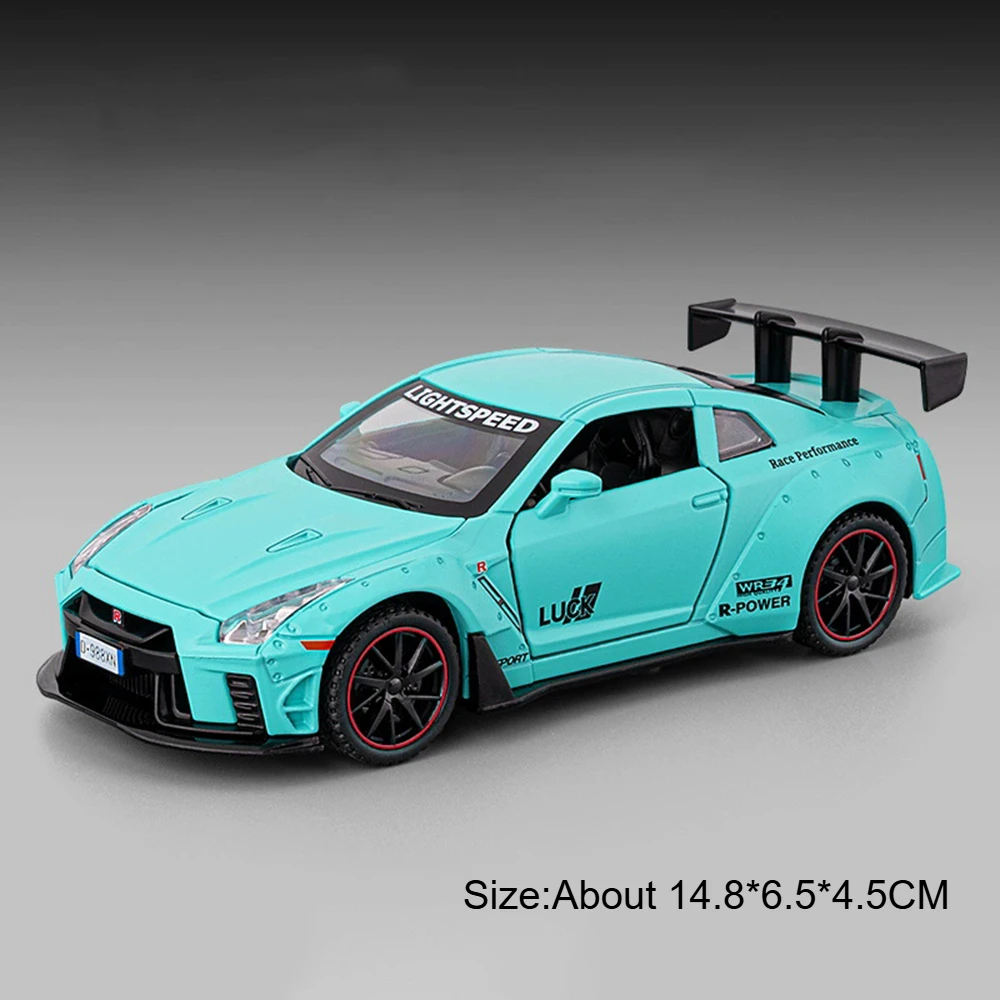 (gtr Azul) Modelo De Carro Esportivo Em Escala 1:32, Com Portas Que Abrem E Efeitos De Som E Luz.