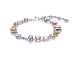 2026 collar Gema de Swarovski Con Cristais Multicolor em Setting de Prata Rodada, Design Boêmio e Atemporal para Mulher