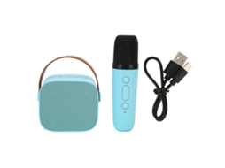 Máquina de karaokê portátil retro com alto-falante Bluetooth e microfone HD, azul | S/MARCA