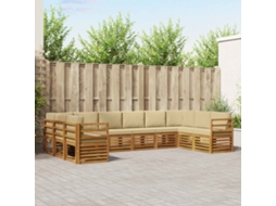 Vidaxl Conjunto De Sofá Sectional Com Almofada 10 Pcs Natural E Bege