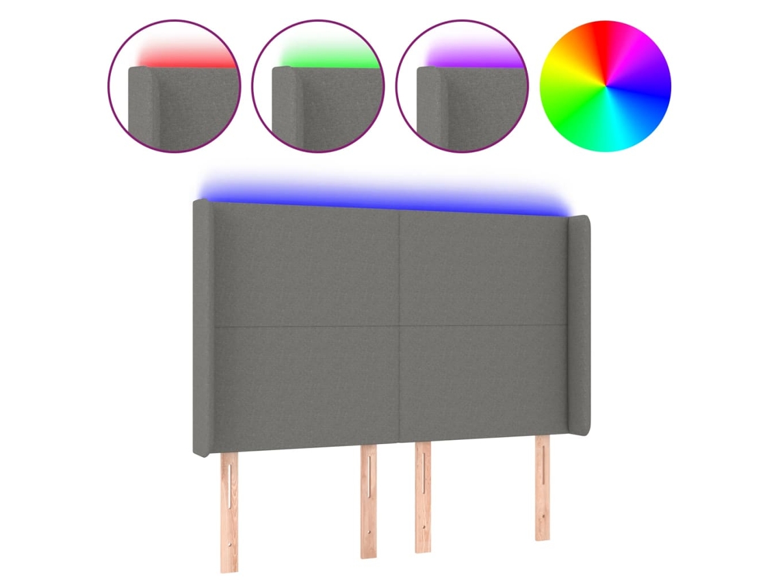 Cabeceira de Cama com Led Tecido Cinza Escuro MAISON EXCLUSIVE (147x16x118 cm)