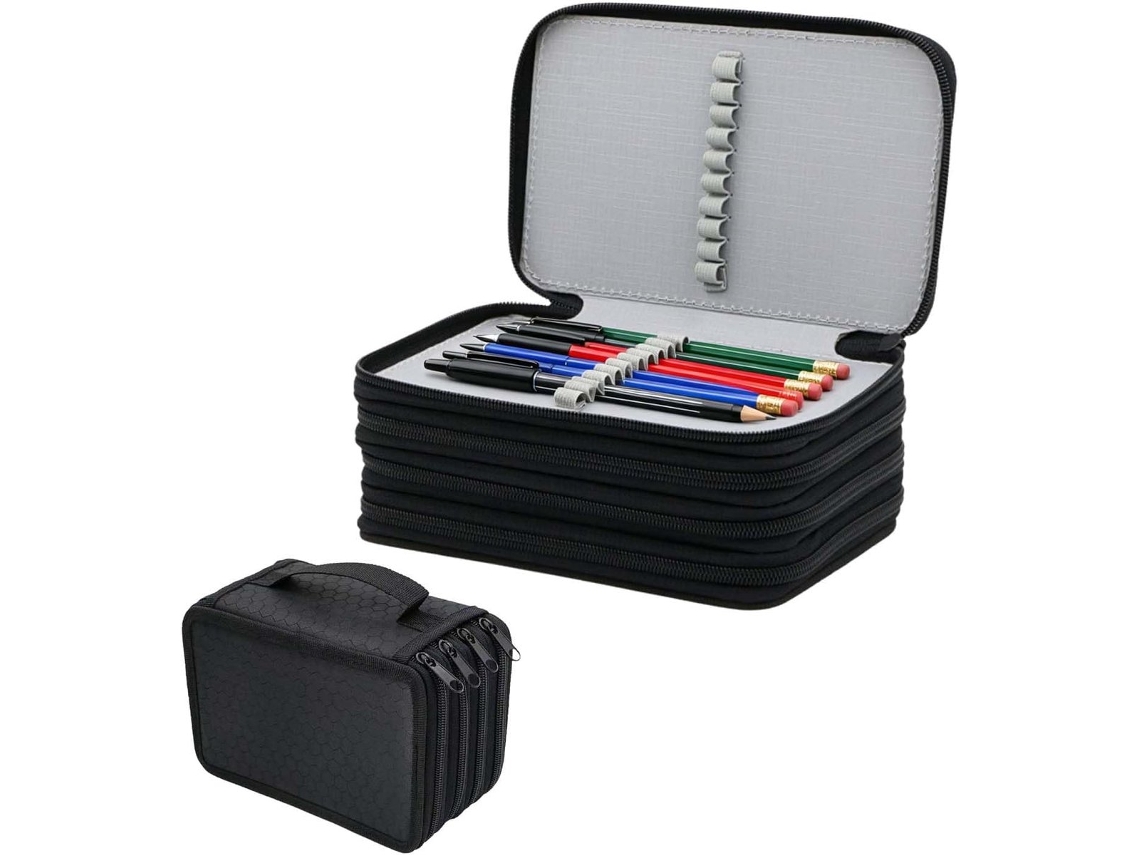 Estojo para Lápis, Grande Capacidade, 4 Compartimentos, com Zíper, Organizador AQUAFORGE