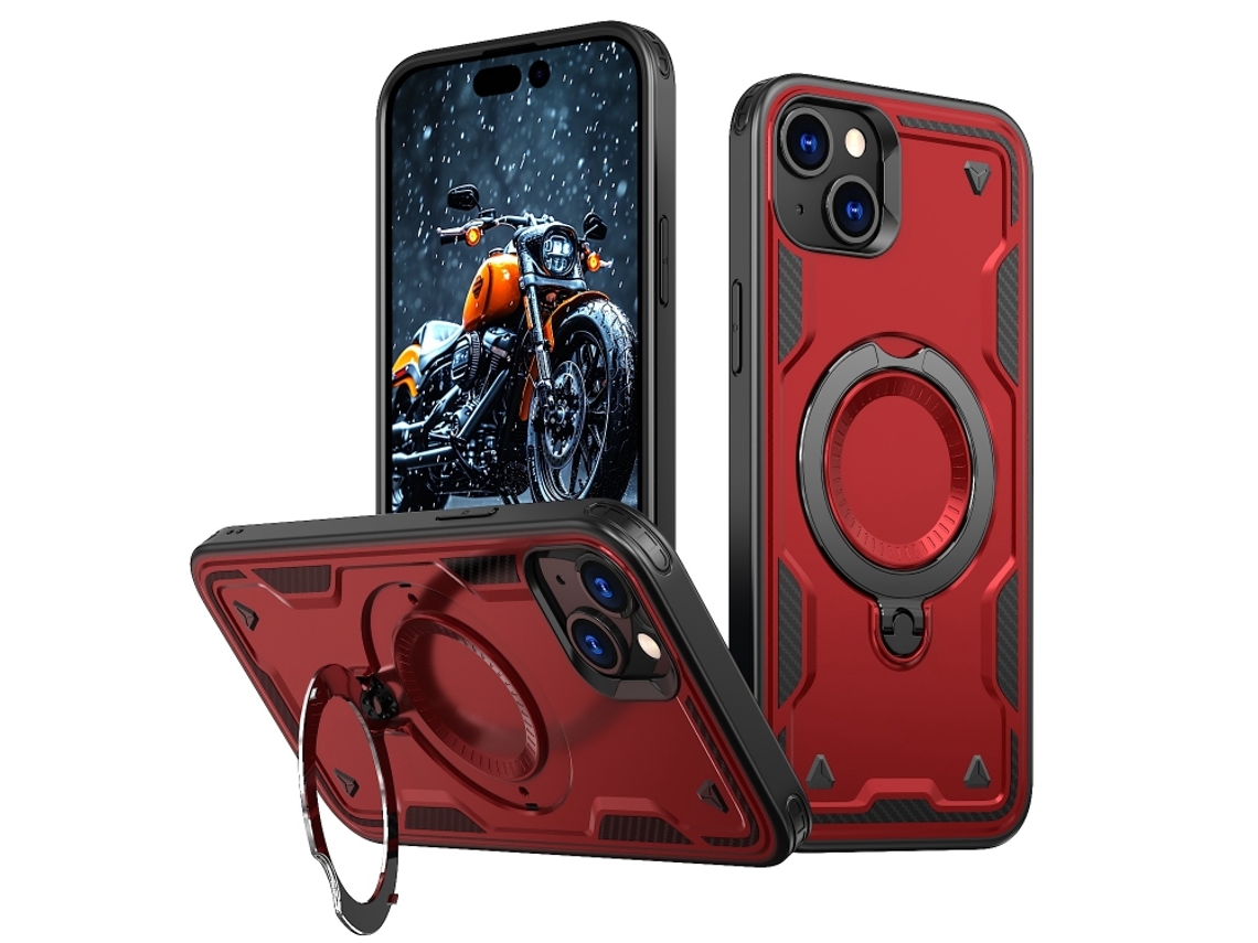 Capa Armor Híbrida Pc Tpu Para Iphone 15 Plus - Suporte De Anel Magsafe